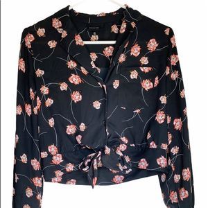 🤍WHO WHAT WEAR  button down crop top XS